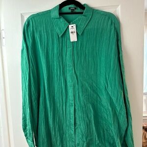Express Vibrant Green Button-Up Shirt